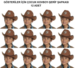 Kovboy Şerif Şapkası Kahve 12 Adet - Kostüm, Parti Ve Gösteri Şapkası