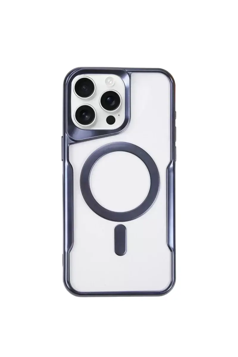 Newface İphone 15 Pro Max Kılıf Boyi Magsafe Silikon Kapak - Lacivert