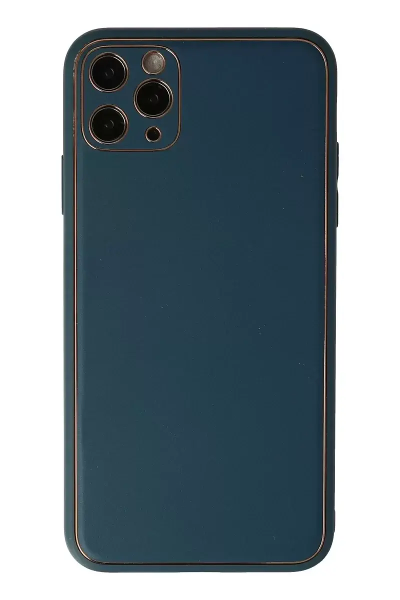 Newface İphone 11 Pro Max Kılıf Coco Deri Silikon Kapak - Mavi