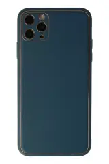 Newface İphone 11 Pro Max Kılıf Coco Deri Silikon Kapak - Mavi