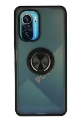 Newface Xiaomi Redmi K40 Kılıf Montreal Yüzüklü Silikon Kapak - Siyah