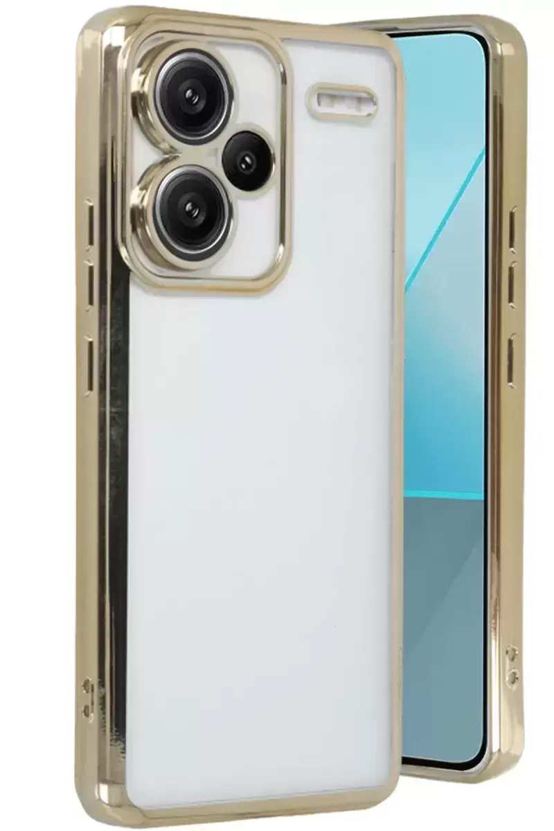 Newface Xiaomi Redmi Note 13 Pro Plus Kılıf Razer Lensli Silikon - Gold