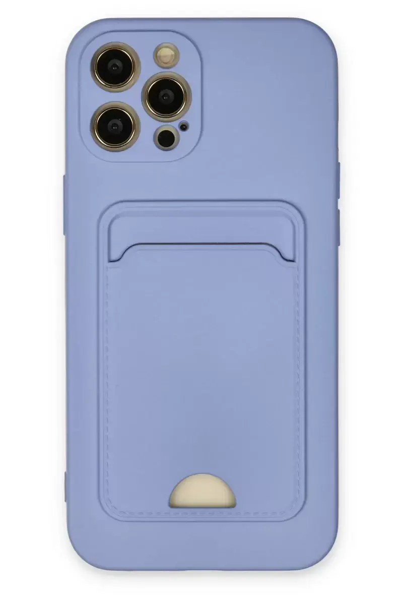 Newface Apple İphone 12 Pro Max Kılıf Kelvin Kartvizitli Silikon - Lila