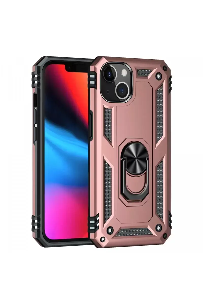 Newface Apple İphone 14 Plus Kılıf Sofya Yüzüklü Silikon Kapak - Rose