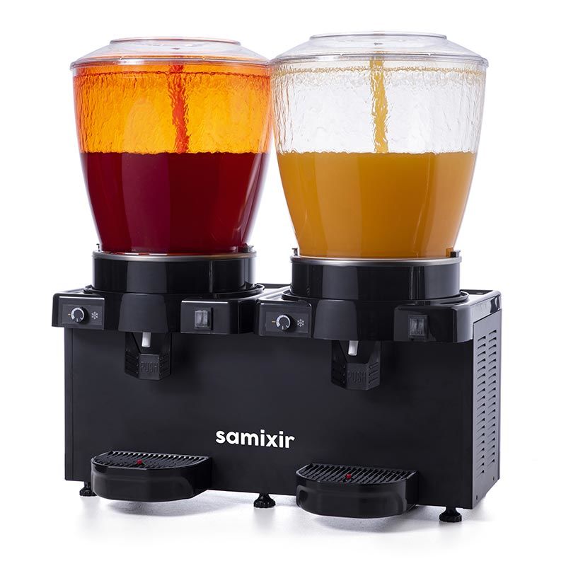 Panaromik Analog Twin Soğuk İçecek Dispenseri, 22+22 L, Fıskiyeli, Siyah