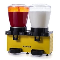 Panaromik Analog Twin Soğuk İçecek Dispenseri, 22+22 L, Fıskiyeli ve Karıştırıcılı, Sarı