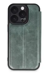 Newface İphone 16 Pro Max Kılıf Flip Cover - Koyu Yeşil