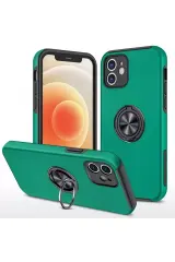 Newface İphone 12 Kılıf Elit Yüzüklü Kapak - Yeşil