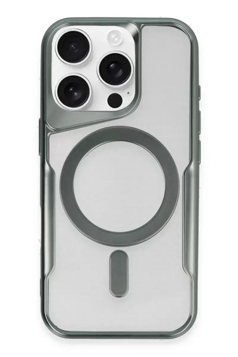 Newface Apple İphone 16 Pro Max Kılıf Boyi Magsafe Silikon Kapak - Yeşil