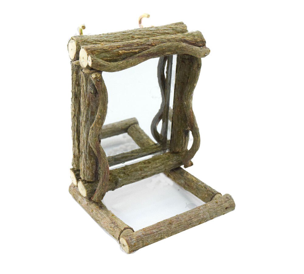 Markapet Doğal Tünekli Kuş Aynası Kafes Askılı 7x9x11 cm