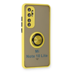 Xiaomi Mi Note 10 Lite Kılıf Montreal Yüzüklü Silikon Kapak - Sarı