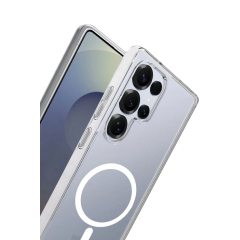 Samsung Galaxy S24 Ultra Combo Sert Şeffaf Magsafe Kapak - Şeffaf