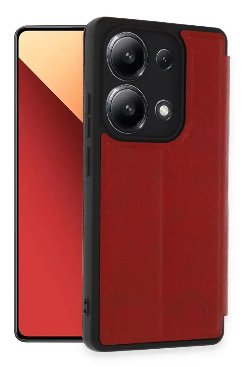 Newface Xiaomi Redmi Note 13 4g Kılıf Flip Cover - Kırmızı