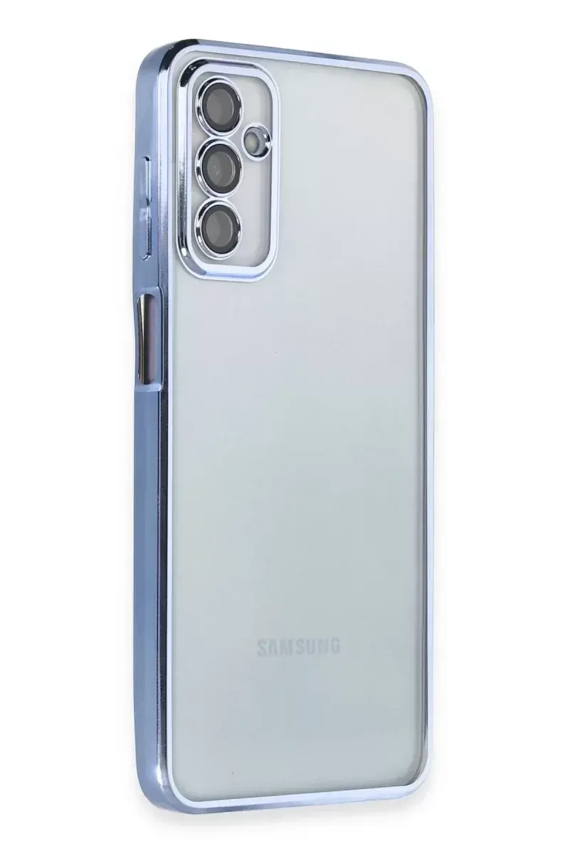 Newface Samsung Galaxy M23 Kılıf Razer Lensli Silikon - Açık Mavi