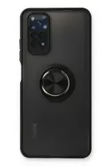 Newface Xiaomi Redmi Note 11 Kılıf Montreal Yüzüklü Silikon Kapak - Siyah