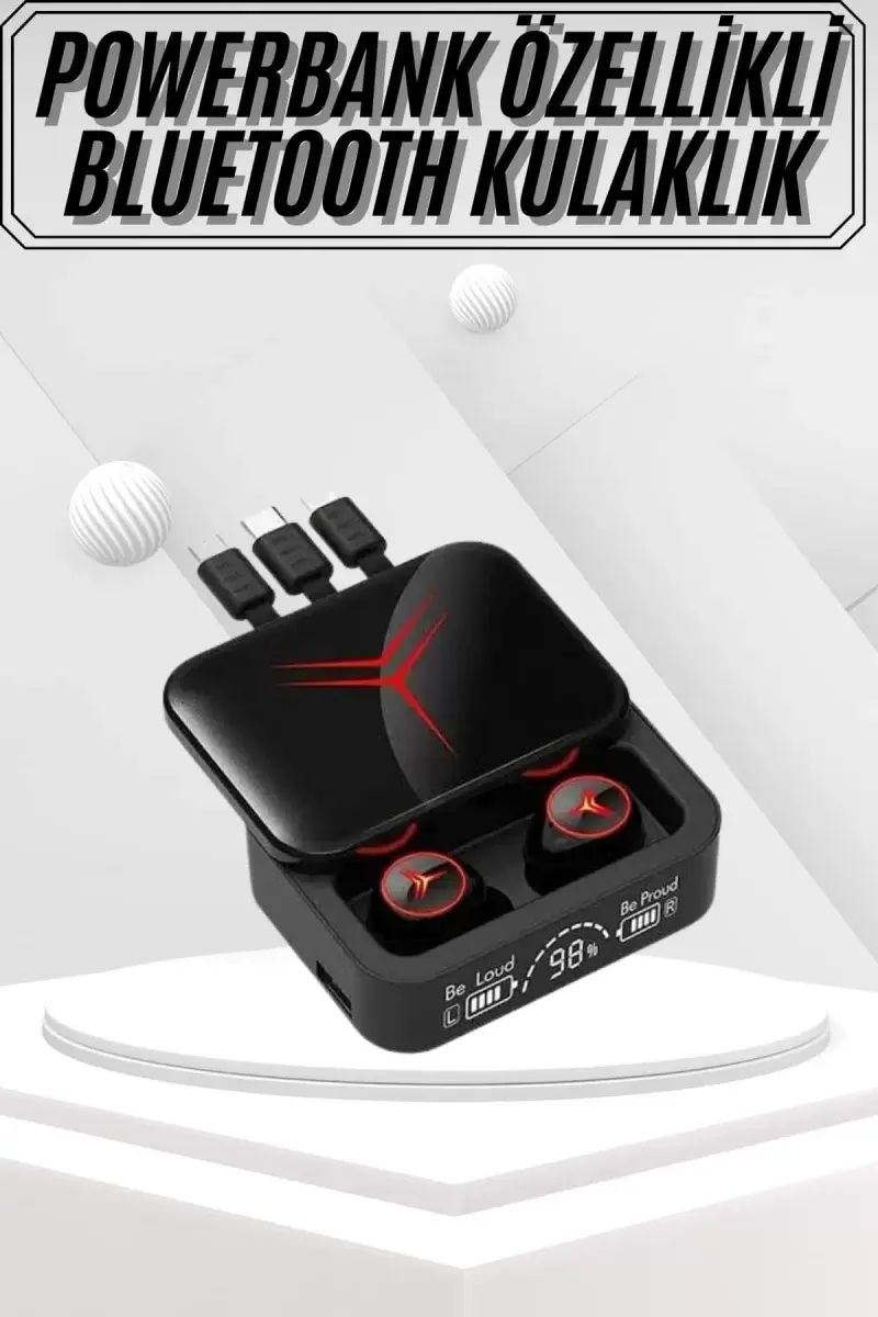 Kablosuz Bluetooth Kulaklık Powerbank Özellikli Göstergeli Hd Mikrofon