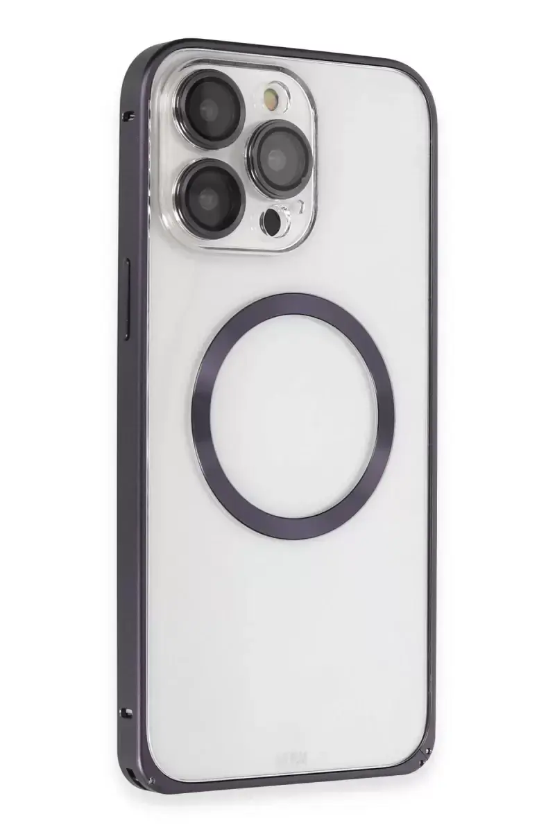 Joko Apple İphone 14 Pro Kılıf Metal Bumper Magneticsafe Kapak - Derin Mor