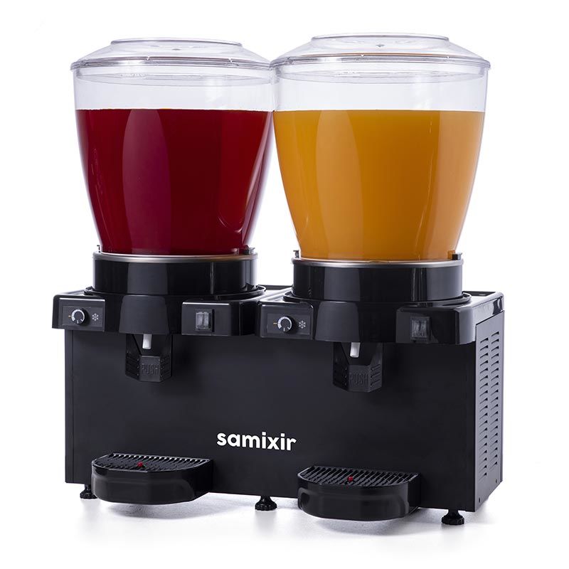 Panaromik Analog Twin Soğuk İçecek Dispenseri, 22+22 L, Karıştırıcılı, Siyah