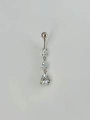 Su Damlası Detaylı Sallantılı Göbek Piercing