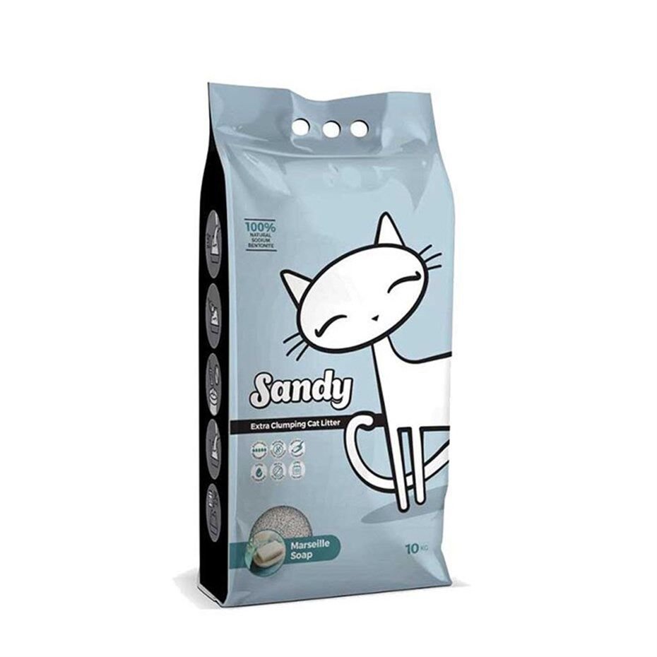 Sandy Sodyum Bentonit Ultra Topaklaşan Sabun Kokulu Doğal Kedi Kumu 10 kg