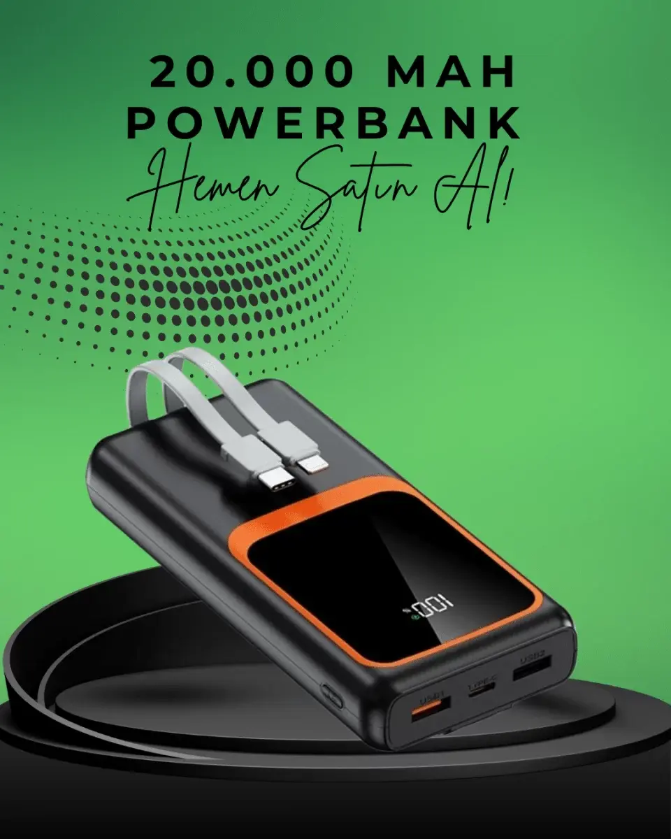 20000 Mah Taşınabilir Powerbank | Çok Kablolu, Hızlı Şarj Destekli (22.5w)