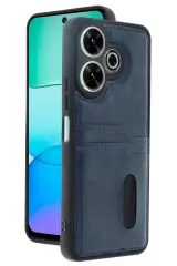 Newface Xiaomi Redmi 13 4g Kılıf Sara Kartvizitli Deri Kılıf - Lacivert