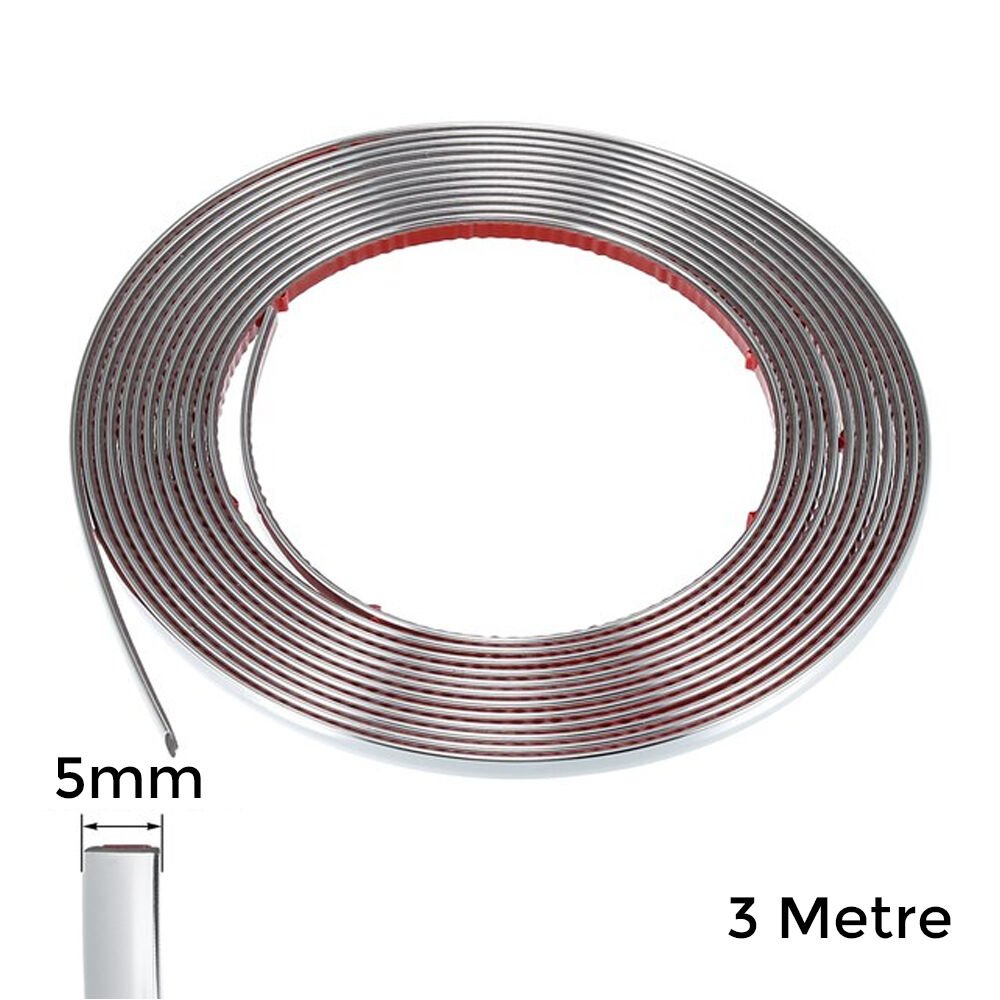 Yapışkanlı Nikelaj Şerit Bant Çıta 5mm 3 Metre Krom