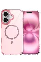 Newface Apple İphone 16 Live Diamond Magsafe Kapak - Pembe