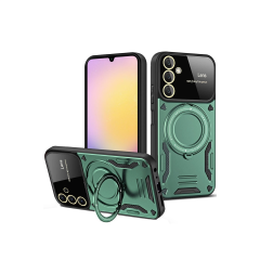 Samsung Galaxy A35 5g Kılıf Joy Lens Standlı Kapak - Koyu Yeşil