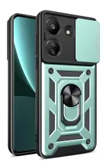 Newface Xiaomi Redmi 13c Kılıf Pars Lens Yüzüklü Silikon - Yeşil