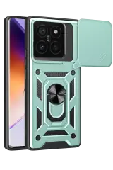 Newface Xiaomi Mi 14t Pro Kılıf Pars Lens Yüzüklü Silikon - Yeşil