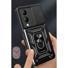 Vivo Y17s Kılıf Pars Lens Yüzüklü Silikon - Yeşil