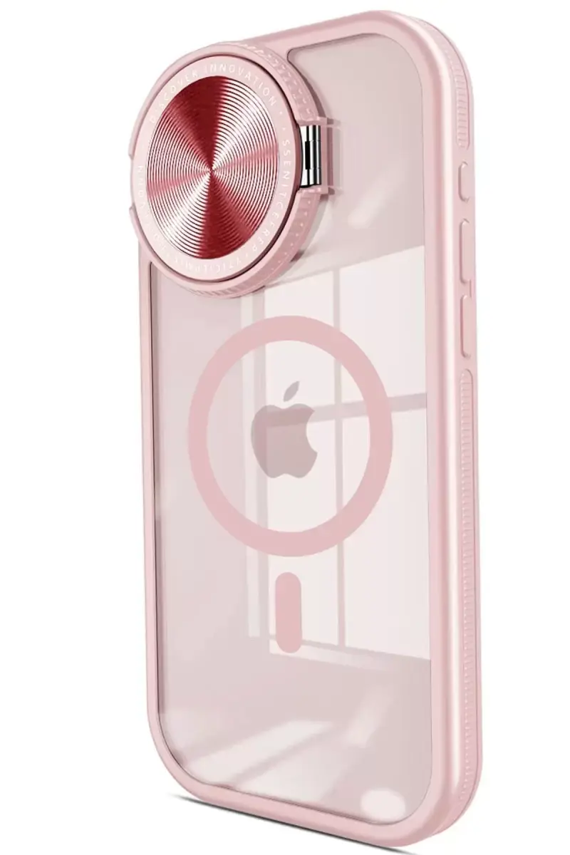 Newface Apple İphone 14 Pro Max Kılıf Teleskop Lens Magsafe Silikon Kapak - Pembe