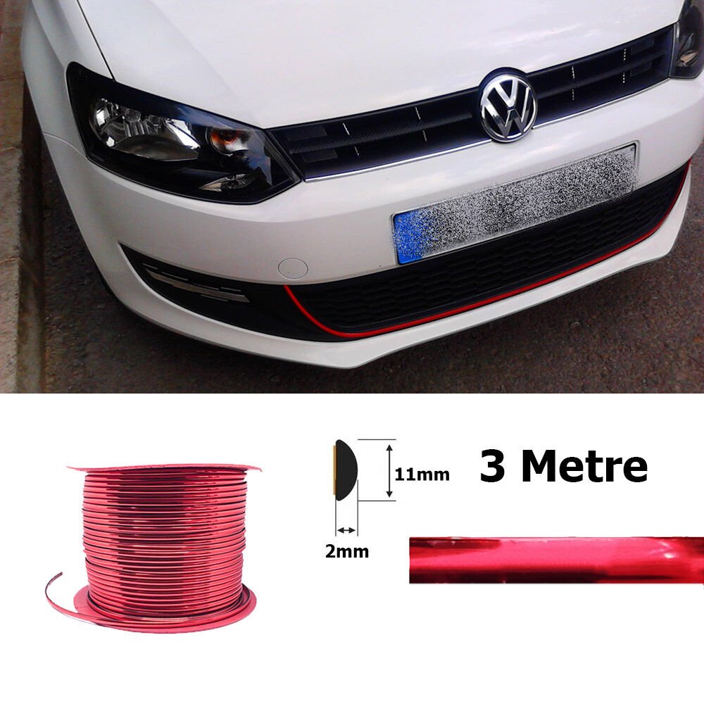 Yapışkanlı Nikelaj Şerit Bant Çıta 11mm 3 Metre Parlak Kırmızı