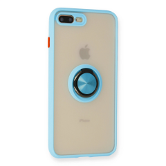 İphone 7 Plus Kılıf Montreal Yüzüklü Silikon Kapak - Buz Mavi