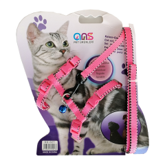 Çizgi İşlemeli Kedi Göğüs Bel Tasması Dokuma Pembe 20 * 32 cm