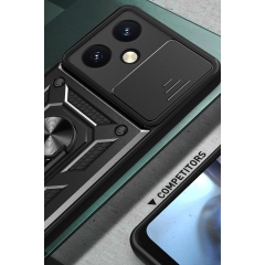 Vivo Y27 Kılıf Pars Lens Yüzüklü Silikon - Siyah