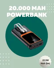 Dijital Ekranlı 20.000 Mah Powerbank | 22.5w Hızlı Şarj + Çoklu Bağlantı Seçeneği
