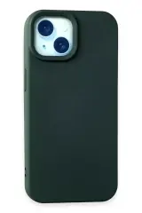 Newface İphone 15 Kılıf Nano İçi Kadife Silikon - Koyu Yeşil