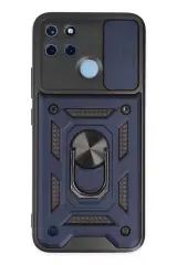 Newface Realme C25y Kılıf Pars Lens Yüzüklü Silikon - Lacivert