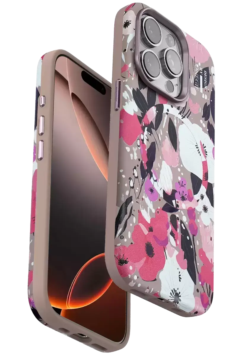 Onegif İphone 14 Pro Max Flower Series Magsafe Kapak - Pembe