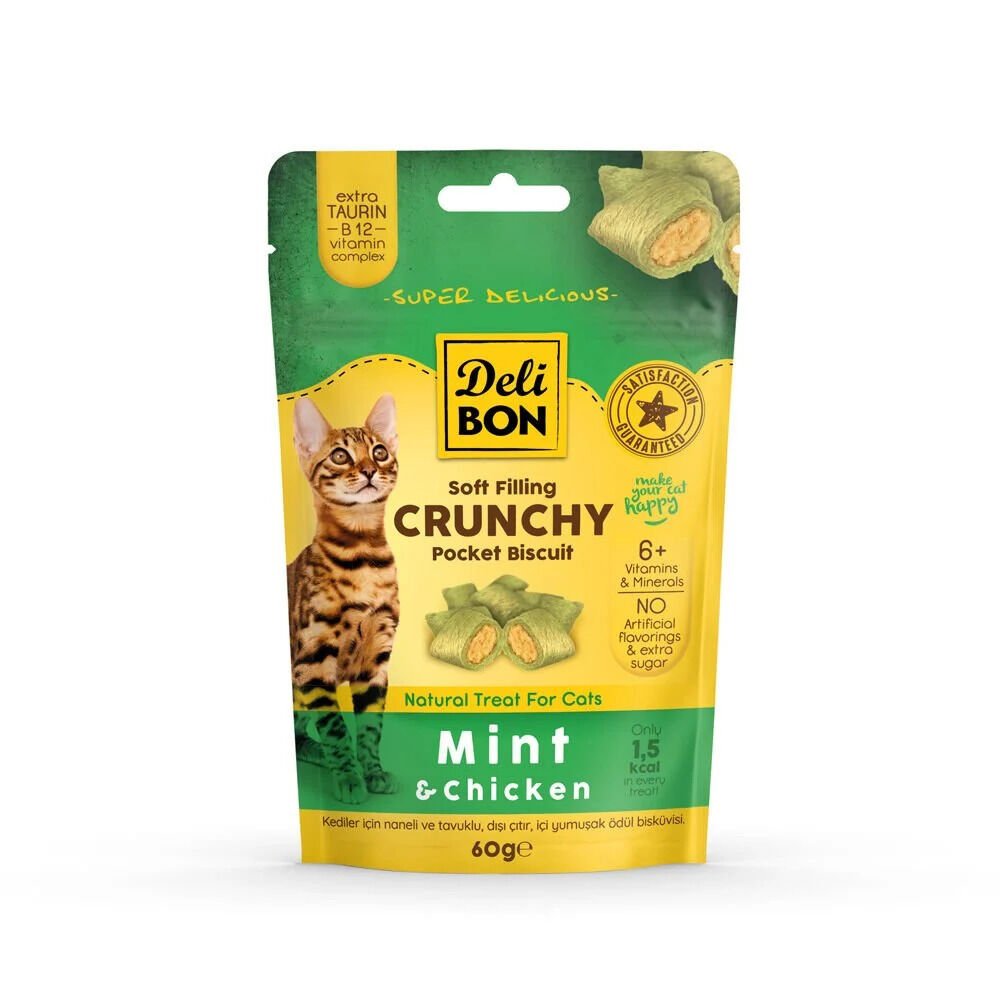 Delibon Cruncy İçi Dolgulu Ödül Bisküvisi - Tavuklu ve Naneli 60gr