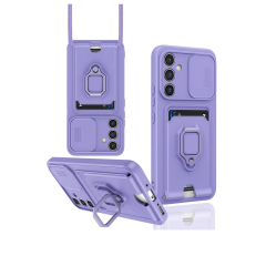Samsung Galaxy A26 Kılıf Zuma Kartvizitli Yüzüklü Silikon - Lila