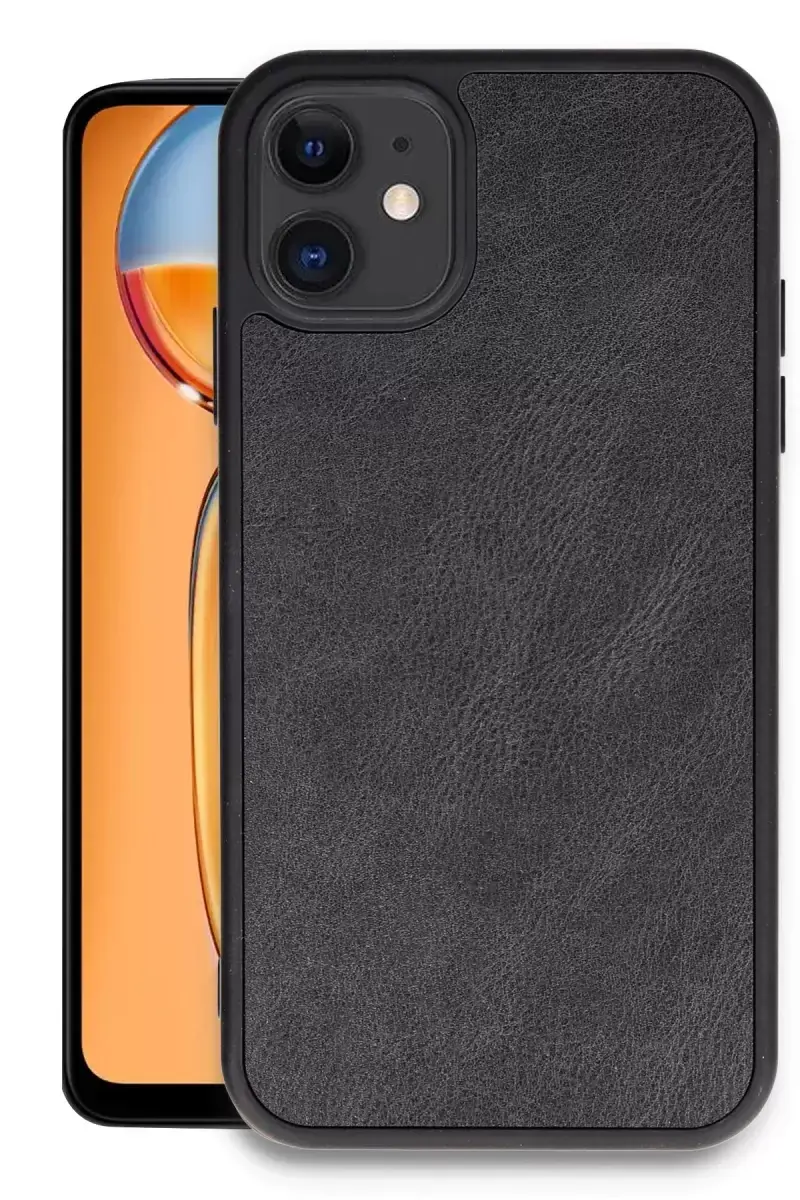 Newface Apple İphone 11 Kılıf Aras Deri Kapak - Siyah
