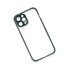 İphone 12 Pro Kılıf Miami Şeffaf Silikon - Koyu Yeşil