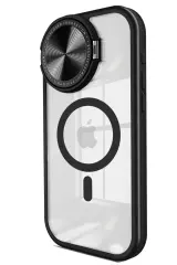 Newface Apple İphone 15 Pro Kılıf Teleskop Lens Magsafe Silikon Kapak - Siyah