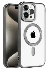 Newface Apple İphone 15 Pro Max Kılıf Kronos Magsafe Kapak - Siyah