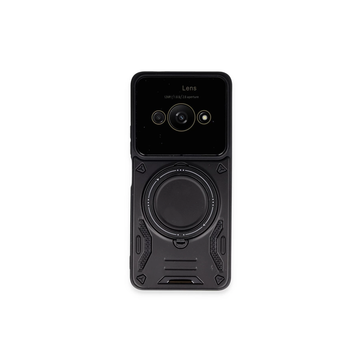 Xiaomi Poco C61 Kılıf Joy Lens Standlı Kapak - Siyah