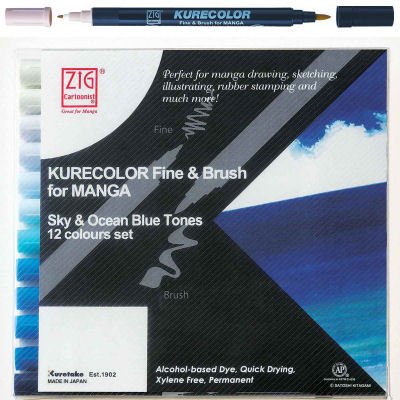 Kurecolor Fine & Brush for Manga Sky & Ocean Blue Tones 12 Renk
