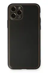 Newface İphone 11 Pro Max Kılıf Coco Deri Silikon Kapak - Siyah
